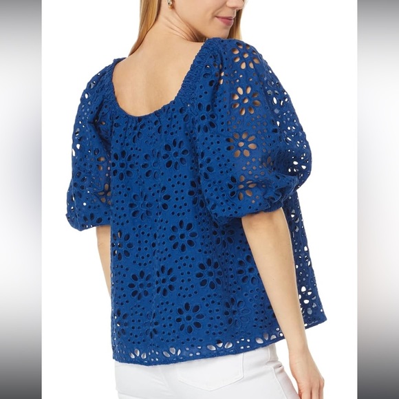 Lilly Pulitzer Kerrigan Elbow Sleeve Eyelet Top - Picture 3 of 6